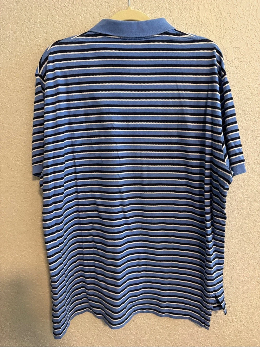 Ralph Lauren Light Blue & Navy Striped Polo with Yellow Pony
